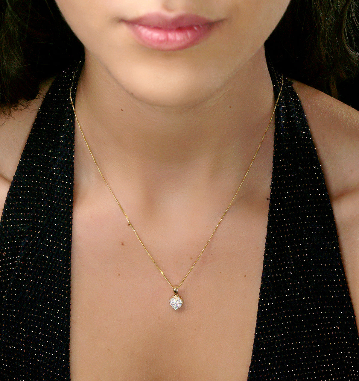 Lab Diamond Heart Pendant Necklace 0.25ct H/Si in 9K Gold